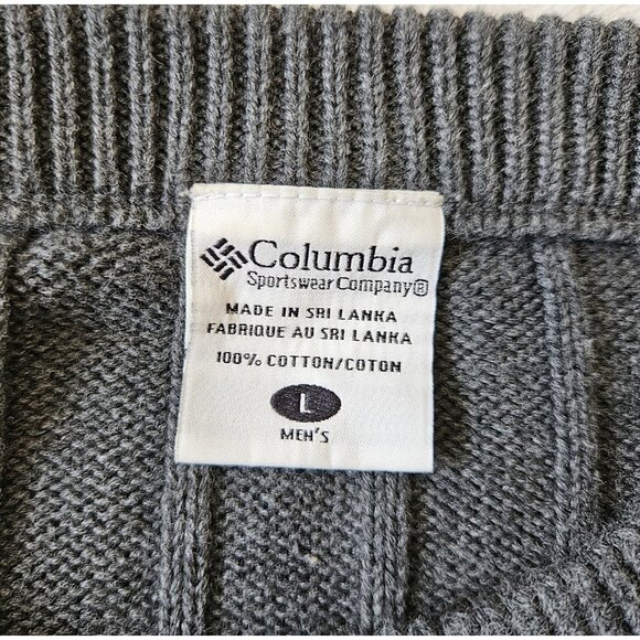 Columbia Sweater Mens Large Gray Pullover Sweatshirt Outdoors Adult 100% Cotton - Picture 3 of 10